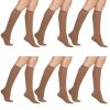 6 Pairs Women's Sheer Knee-High Massage Socks with Reinforced Toe and Stay-Up Band