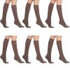 6 Pairs Women's Sheer Knee-High Massage Socks with Reinforced Toe and Stay-Up Band