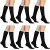 6 Pairs Women's Sheer Knee-High Massage Socks with Reinforced Toe and Stay-Up Band