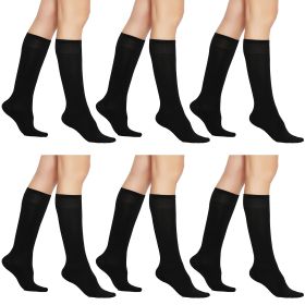 6 Pairs Women's Sheer Knee-High Massage Socks with Reinforced Toe and Stay-Up Band (Color: Black)