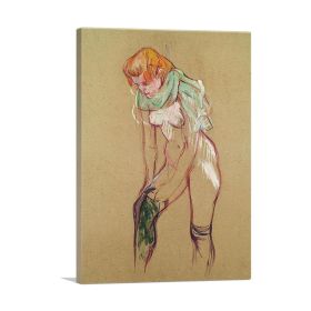 Woman Pulling up Her Stocking 1894 (Type: Standard Framed Canvas Print, size: 40" x 26" / 100cm x 65cm (approx))