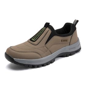 Men's Shoes Lightweight Plus Size Outdoor Climbing Boots Hiking Autumn And Winter (Option: Khaki-39)