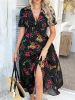 2025 Spring/Summer Bohemian Sexy Deep V Chiffon Printed Short sleeved Dress for Children
