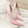 Women Pumps; Simple fashion high heels; stilettos; sexy patent pointed shoes; hollow slim high heels.