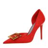 Women's Pumps; Sexy high heels; stiletto pointed hollow square metal buckle high heels; Fashional shoes