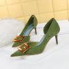 Women's Pumps; Sexy high heels; stiletto pointed hollow square metal buckle high heels; Fashional shoes