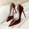Women Pumps; Simple fashion high heels; stilettos; sexy patent pointed shoes; hollow slim high heels.