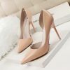 Women Pumps; Simple fashion high heels; stilettos; sexy patent pointed shoes; hollow slim high heels.