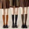 2 Pairs Women's Stocking Knee High Socks High Quality Warm 95% Cotton Solid Color New Fashion Casual Girls Long Socks For Women