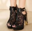 Women's Pumps; Lace breathable high-heeled shoes; mesh water table; lap design