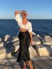 Womens Satin Skirts Casual Silk Midi Skirt High Waisted Long Skirts