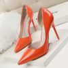 Women Pumps; Simple fashion high heels; stilettos; sexy patent pointed shoes; hollow slim high heels.