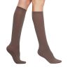 6 Pairs Women's Sheer Knee-High Massage Socks with Reinforced Toe and Stay-Up Band