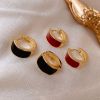 Women's Minority Design Light Luxury Retro Style Oil Drip Ring Ear Buckle