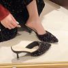 Women's new trend fashion pointy sequin heels French ins stiletto half slippers