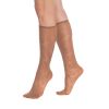3 Pairs Sheer Knee High Socks for Women with Flower Patterned with Stay-Up Band