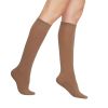 6 Pairs Women's Sheer Knee-High Massage Socks with Reinforced Toe and Stay-Up Band
