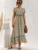 Women's Dresses Sexy Summer Women's High Waist Boho Style Fashion Ditsy Floral Print Slim Temperament Mid-Length Dresses