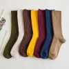 5 Pair Retro Women Cotton Loose Socks Autumn Winter Knitting Solid Color Long Black Pink Korean Japanese Student Girls Stockings
