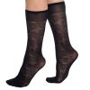 Sheer Knee High Socks for Women with Flower Patterned with Stay-Up Band One Size 10 Pairs