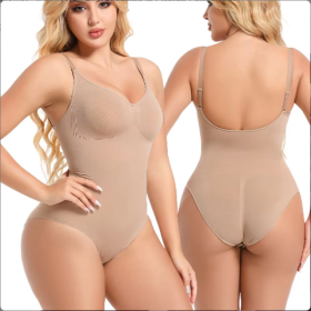 SEAMLESS One Piece Bodyshaper Ladies Shapewear Swimsuit Solid Color Stretch Full Bust Nylon Spandex Bodyshaper For Woman (Option: Khaki-XS and S)