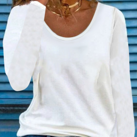Women's V-neck Long Sleeved T-shirt Casual Top Autumn Outfit (Option: White-S)