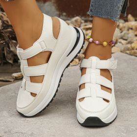 Summer Wedge Baotou Hollow Women's Breathable Shoes (Option: White-37)