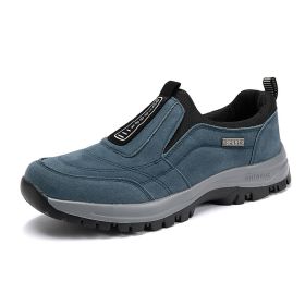 Men's Shoes Lightweight Plus Size Outdoor Climbing Boots Hiking Autumn And Winter (Option: Dark Blue-40)