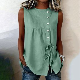 Loose-fit Sleeveless Shirt Blouse For Women (Option: Mint Green-M)