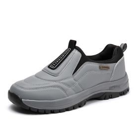 Men's Shoes Lightweight Plus Size Outdoor Climbing Boots Hiking Autumn And Winter (Option: Gray-40)