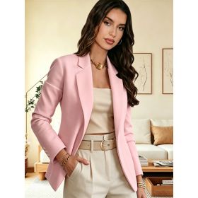 Stylish And Elegant Solid-color Lapel Long-sleeve Suit (Option: Pink-M)