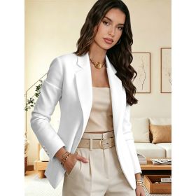 Stylish And Elegant Solid-color Lapel Long-sleeve Suit (Option: White-XL)