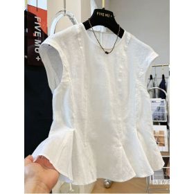Loose-fitting Casual Shirt Vest Top For Women (Option: White-XXL)