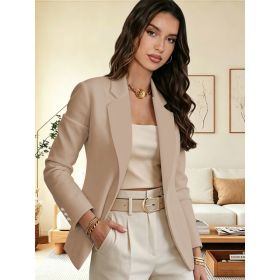 Stylish And Elegant Solid-color Lapel Long-sleeve Suit (Option: Khaki-XXL)