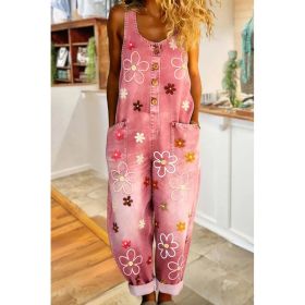 Retro-style Fashionable Wide-leg Faux Denim Overalls (Option: Pink-3XL)