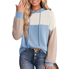 New-style Color-block Long-sleeve Hoodie With A Loose Fit (Option: Sky Blue-XXL)